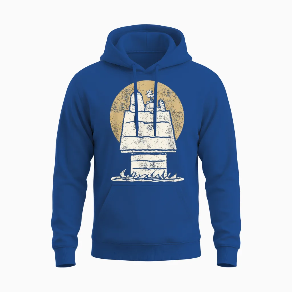 Peanuts Snoopy Woodstock Dog Kennel Unisex Hoodie in Royal