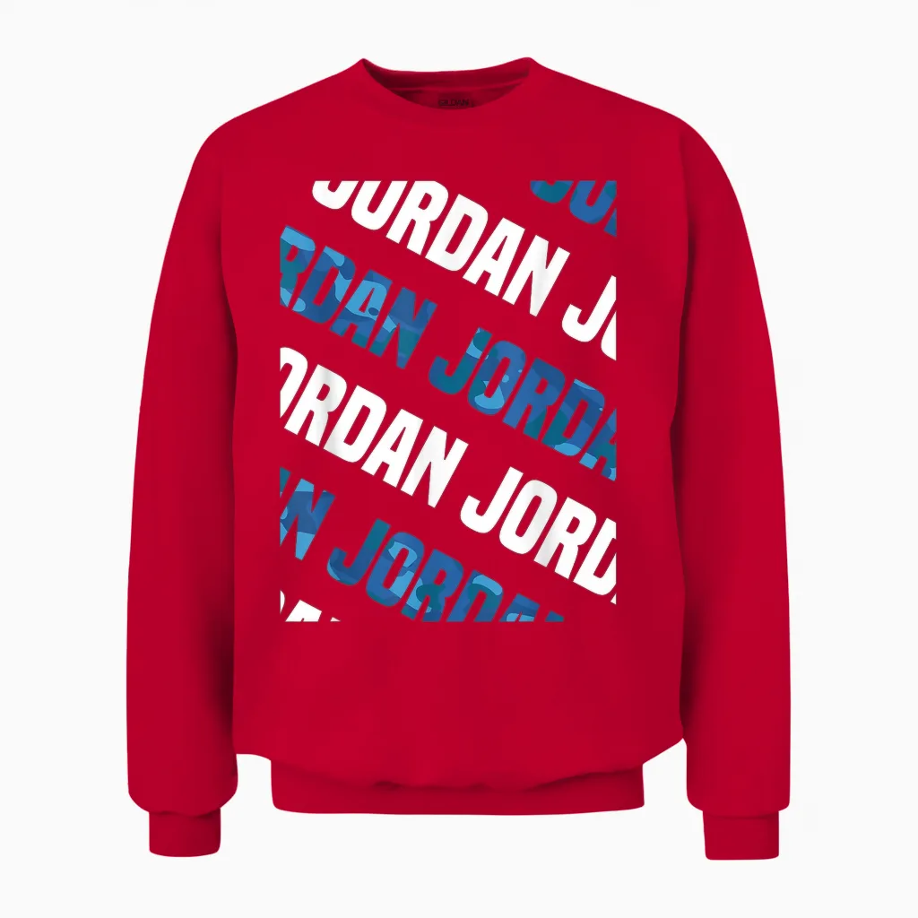 Jordan Camo Pattern Blue Camouflage Unisex Sweatshirt in Red