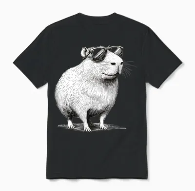 Lustiges Capybara Nagetier Mit Sonnenbrille Tier Geschenk Unisex T-Shirt - Black