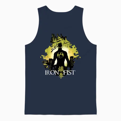 Marvel Iron Fist Urban Landscape Blackout T-Shirt, Black, S Unisex Tank Top - Navy