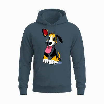 Cartoon Funny Dog Unisex Hoodie - Dark Heather