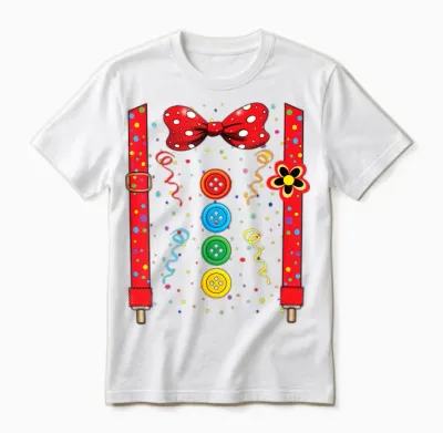 Clown Karneval Kostüm Clownskostüm Clowns Fancy Dress Confetti Unisex T-Shirt - White
