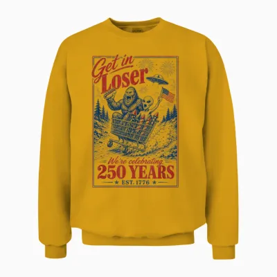 250 Years 250th Anniversary Usa July 4th Bigfoot Alien Unisex Sweatshirt - Gold