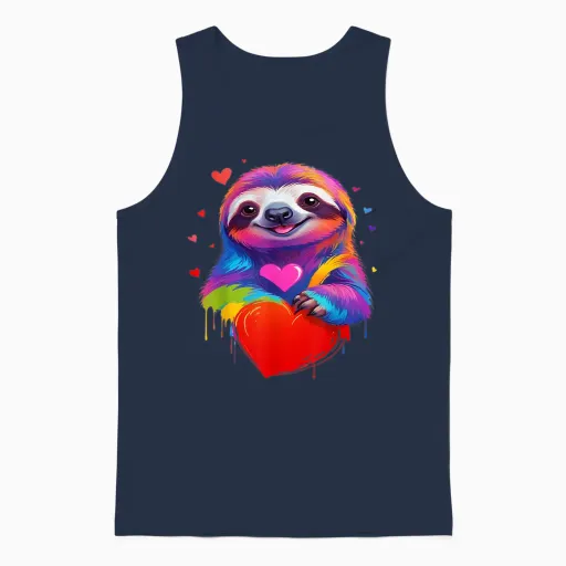 Lazy Shirt - Colorful Heart Shaped Graphic T-Shirt, Black, S Unisex Tank Top - Navy