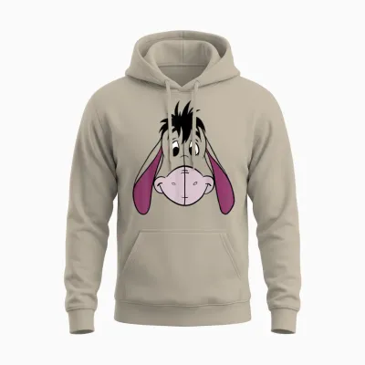 Disney Winnie the Pooh Eeyore Big Face T-Shirt, Blue, S Unisex Hoodie - Sand