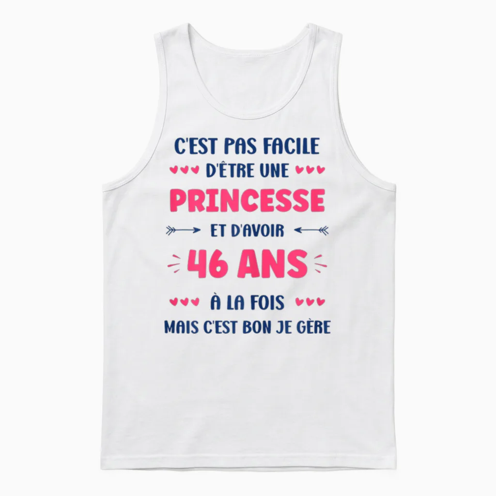 Funny Girl 46 Years Princess Birthday 46 Years T-Shirt, White, Female X-Small Unisex Tank Top in White