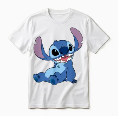 Disney Lilo & Stitch Happy Mood Good Alien Pose Logo T-Shirt, Black Unisex T-Shirt - White