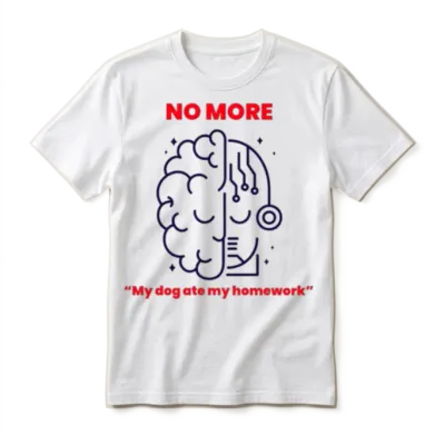 Funny A.i Dog Ate My Homework Excuse Unisex T-Shirt - White