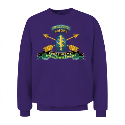 Army Us Army Special Forces Command Ssi Unisex Sweatshirt - Purple