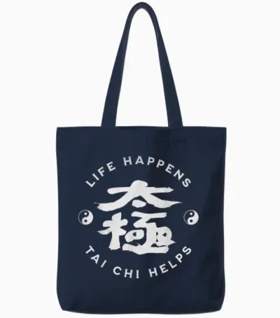 Life Happens Tai Chi Aide La Calligraphie Chinoise Ying & Yang Tote Bags - Navy
