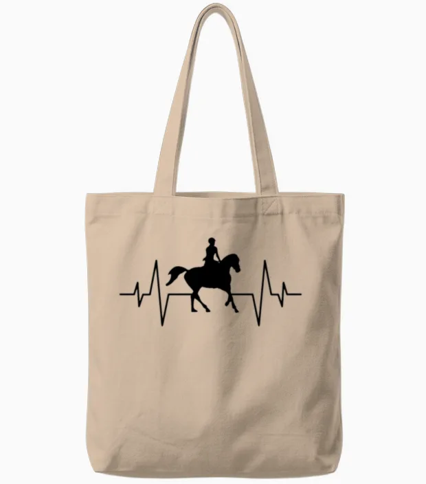Horse Heartbeat Lovers Tote Bags in Natural