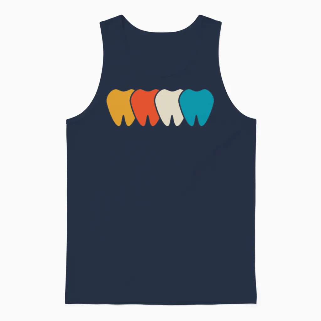 Teeth Retro Dental Unisex Tank Top in Navy