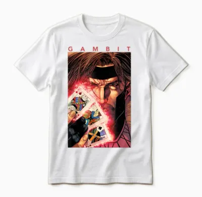 Marvel X-Men Gambit Glowing Cards Graphic Unisex T-Shirt - White