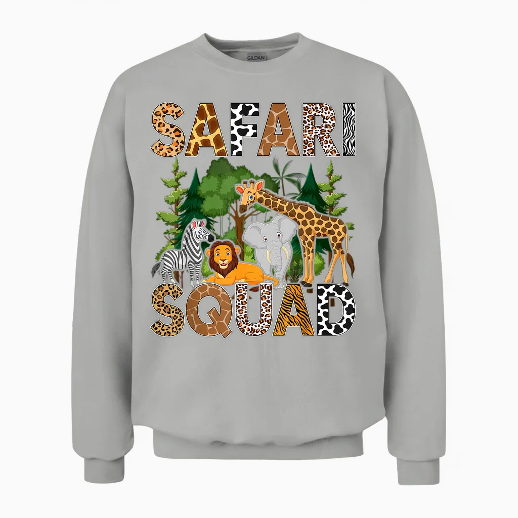 Safari Art for Men Women Zoologist African Print Zoo Safari Unisex Sweatshirt in Ash