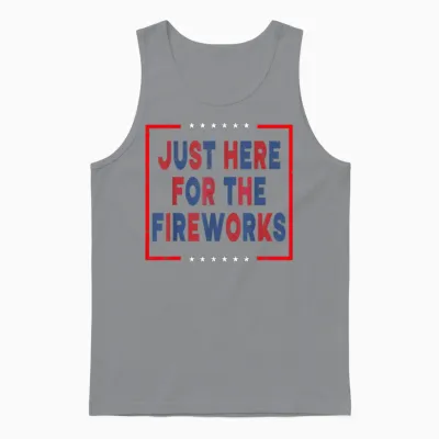 Funny Just Here for the Fireworks Sarcastic Couple Unisex Tank Top - Sport Grey