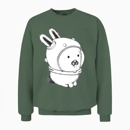 Glenda, Space Bunny, Plan 9 Easter Gift Unisex Sweatshirt in Military Green