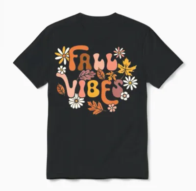 Fall Vibes Retro Groovy Fall Season Retro Leopard Unisex T-Shirt - Black