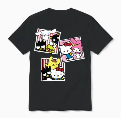 Hello Kitty and Friends Photo Booth Fun Short Sleeve Unisex T-Shirt - Black