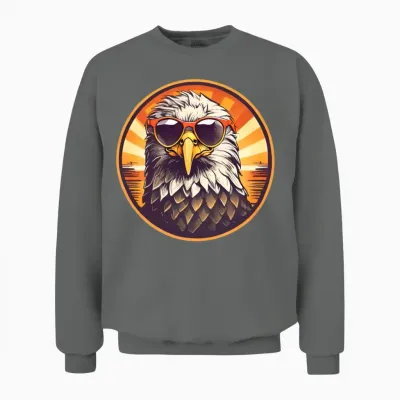 Retro Cool Eagle Wearing Sunglasses - Retro Sunset Unisex Sweatshirt - Graphite Heather