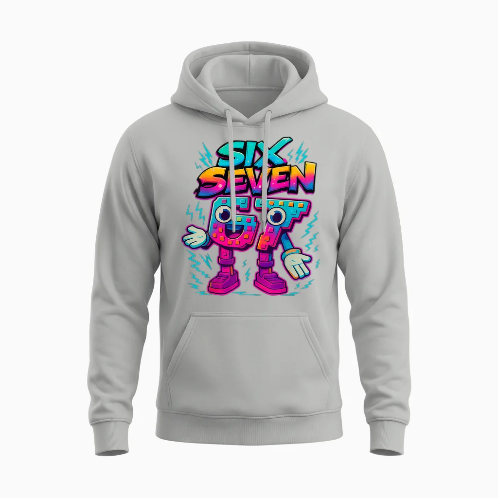 Funny Meme 67 Six Seven 6 7 Italian Brainrot Youth Boys Unisex Hoodie in Ash