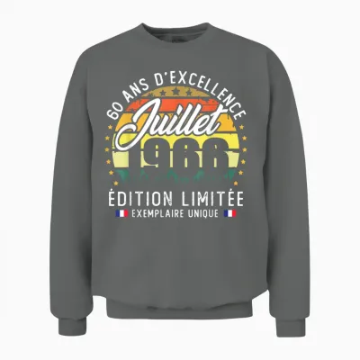 Vintage Juillet 1966 Cadeau D'anniversaire 60 Ans Hommes Unisex Sweatshirt - Graphite Heather