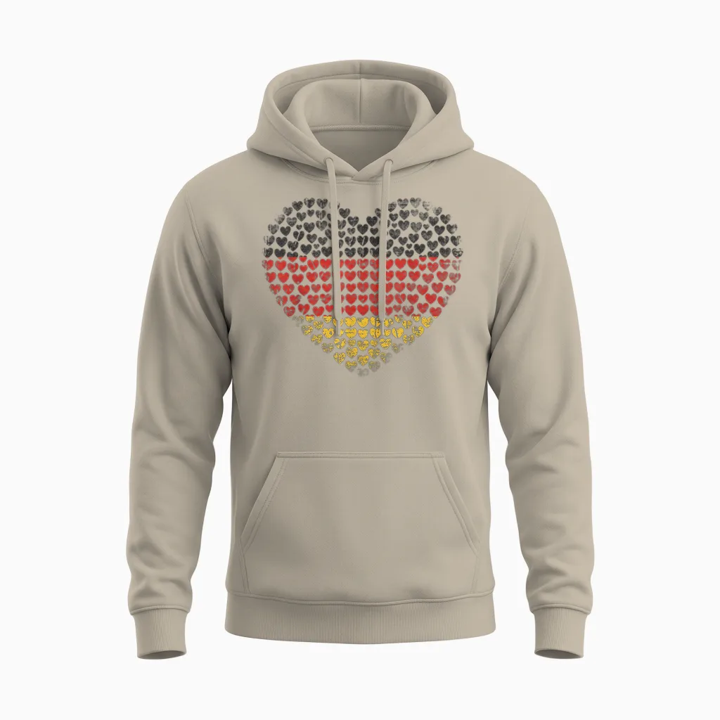 Deutschland Flaggenherz Aus Kleinen Herzen Schwarz Rot Gold Unisex Hoodie in Sand
