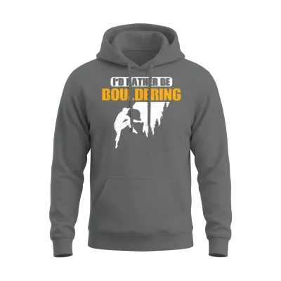 I'd Rather Be Bouldering Climbing Boulder Unisex Hoodie - Graphite Heather