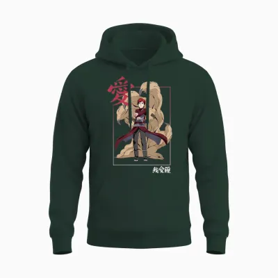 Naruto Shippuden Kanji Gaara T-Shirt Frame, Black Unisex Hoodie - Forest