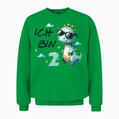 2 Geburtstag Junge Mädchen Geschenke 2 Jahre Alt Cooler Dino Unisex Sweatshirt - Irish Green