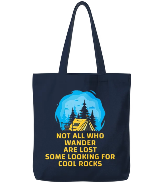 Wander Some Looking for Cool Rocks Tote Bags - Navy