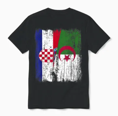 Croatie Algérie Demi Drapeau Croate Patrimoine Algérien Unisex T-Shirt - Black