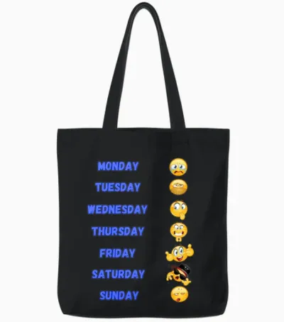 Funny Week Tote Bags - Black