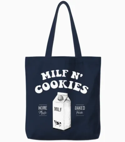Milf N Cookies Stay at Home Milf Funny Milf Tote Bags - Navy