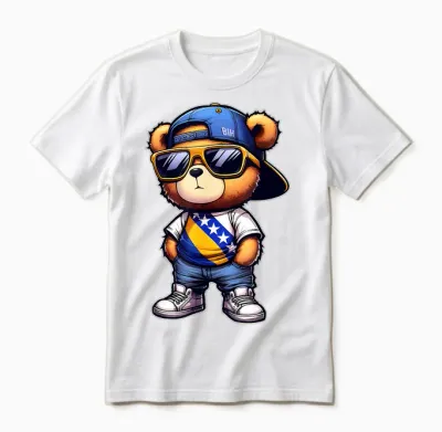 Balkan-T-Shirts Und Bosnische Geschenke Niedlicher Teddybär Mit Bosnischer Flagge Bosniens Unisex T-Shirt - White