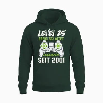 Level 25 Geburtstag Junge Gamer Mann Deko Jahrgang 2001 Unisex Hoodie - Forest