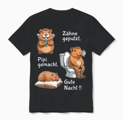 Teeth, Pipi Made Good Night Capybara Sleep Unisex T-Shirt - Black