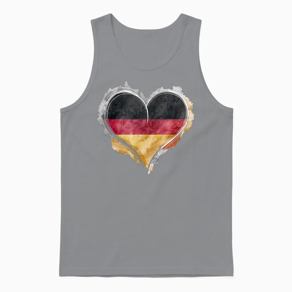Leuchtendes Herz, Deutsche Flagge, Farben, Deutschland-Fan Unisex Tank Top in Sport Grey