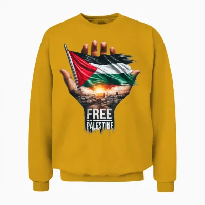 Free Palestine, Palestine, Gaza, Palestinian Pride Gift T-Shirt, Black, S Unisex Sweatshirt - Gold