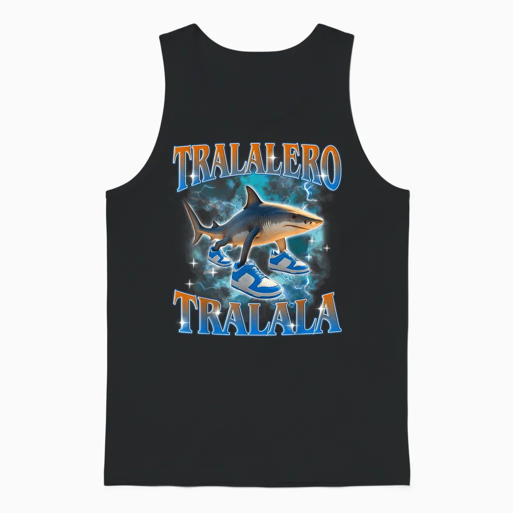 Tralero Tralala - Meme Brainrot Italian Unisex Tank Top in Black