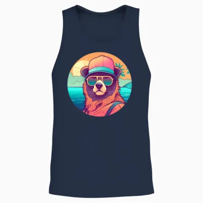 Style Bear Lovers Retro Unisex Tank Top - Navy