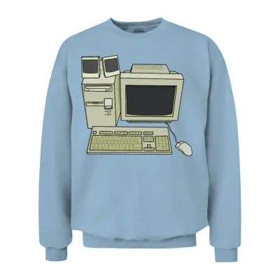 Retro Computer Desk Setup Unisex Sweatshirt - Light Blue