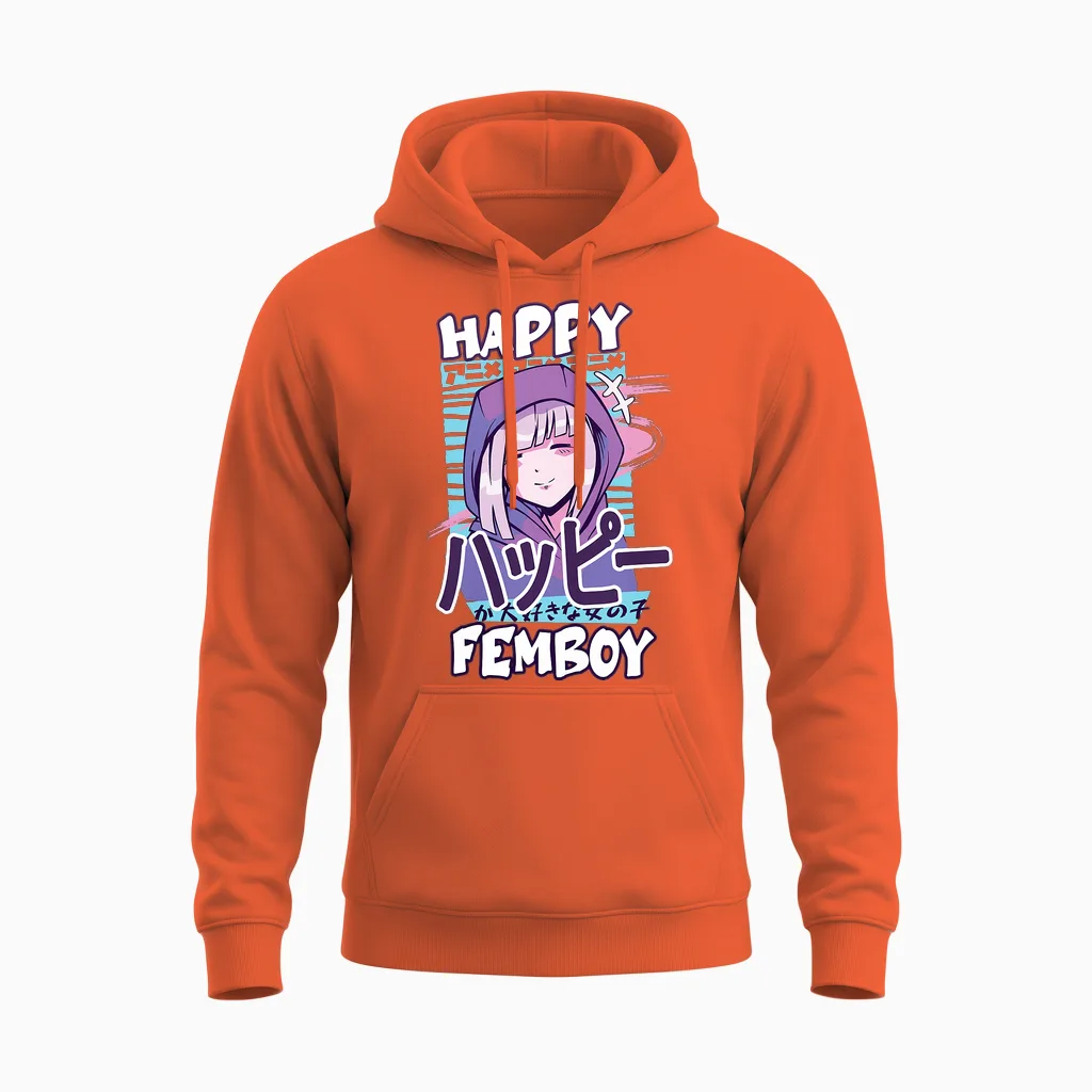 Happy Femboy Anime Femboy Set β Cute Gift β Sissy Unisex Hoodie in Orange