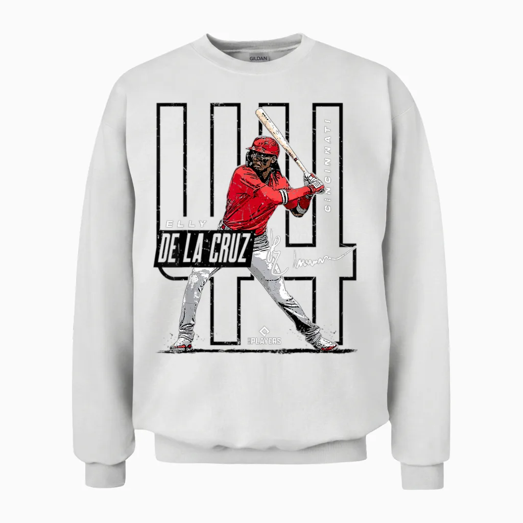 License Champs Elly De La Cruz | Cincinnati Mlb Players League | Mlbcru4022 T-Shirt, Small, Red Unisex Sweatshirt in White