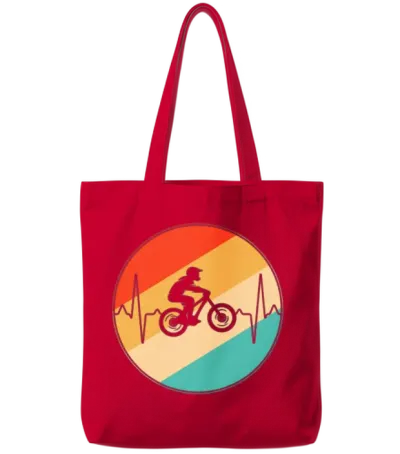 Mountainbike Retro Heartbeat Tote Bags - Red