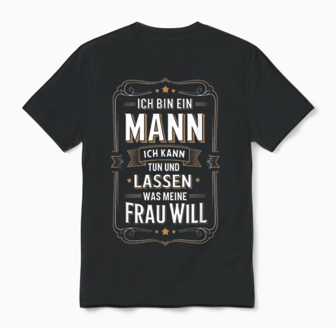 Ich Bin Ein Mann Ich Kann Tun Was Meine Frau Will Unisex T-Shirt in Black