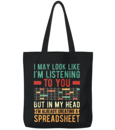 Funny Spreadsheet Funny Actuary Tote Bags - Black