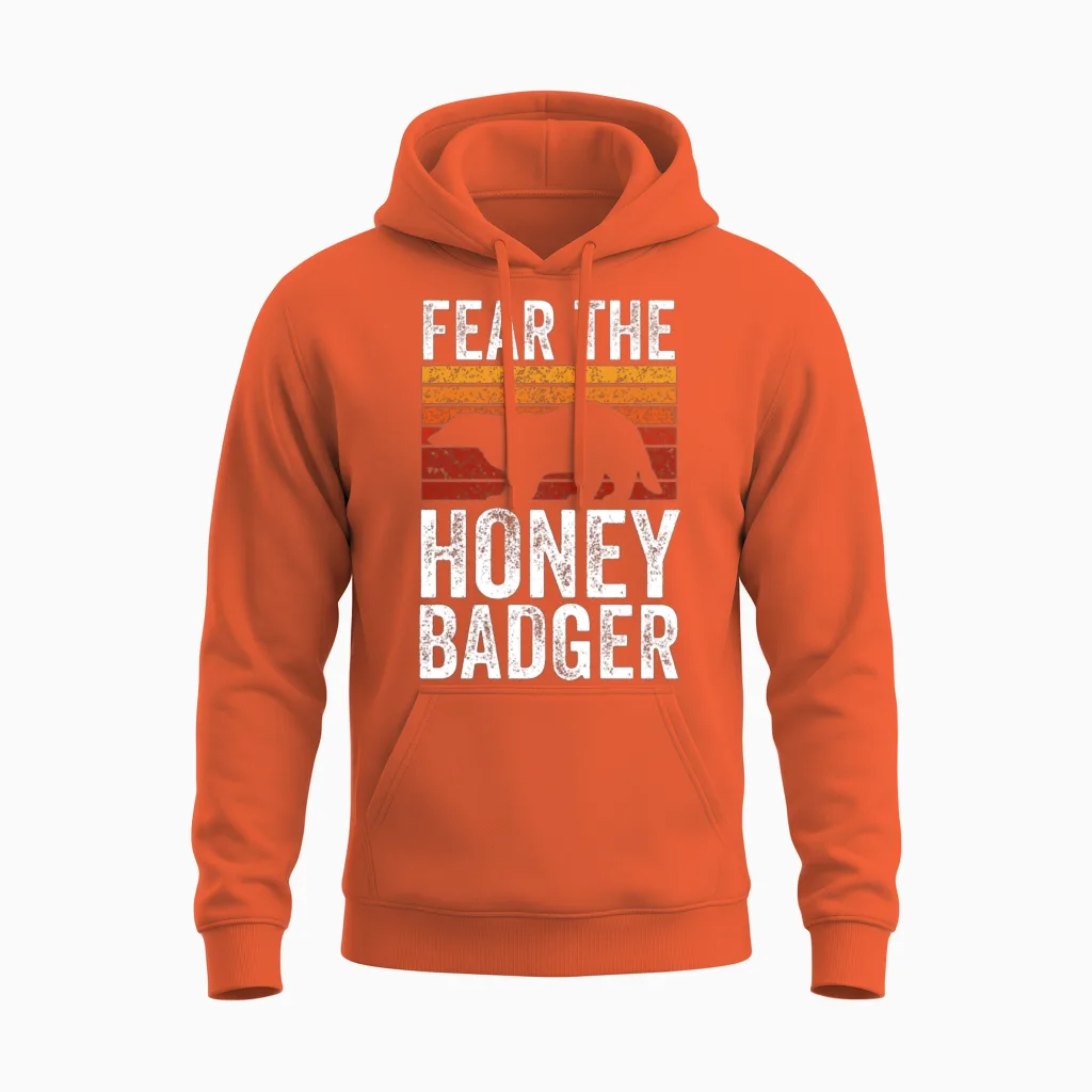 Retro Fear the Honey Badger Unisex Hoodie - Orange