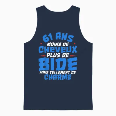 Moins De Cheveux Plus De Bide Cadeau Anniv 61 Ans - Humour Unisex Tank Top - Navy