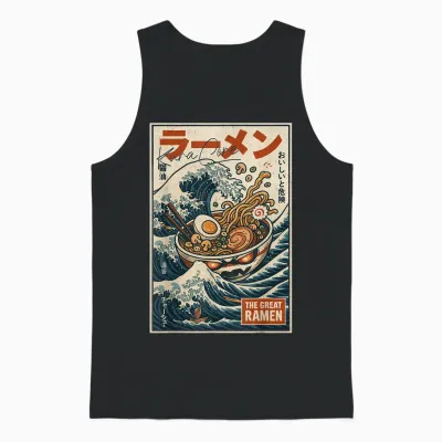Ramen Japan Streetwear Cyberpunk Y2k Retro Manga Anime T-Shirt, Black, S Unisex Tank Top - Black