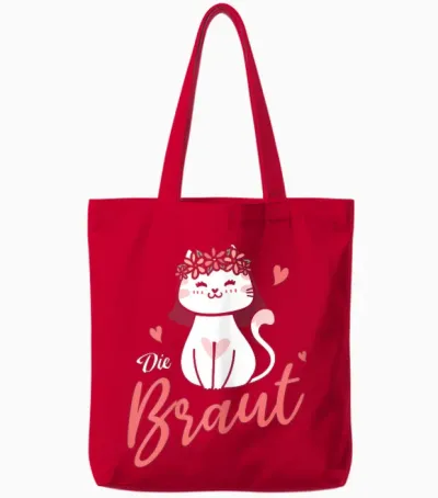 Die Braut Katze Jga Junggesellinnenabschied Hochzeit Geschen Tote Bags - Red